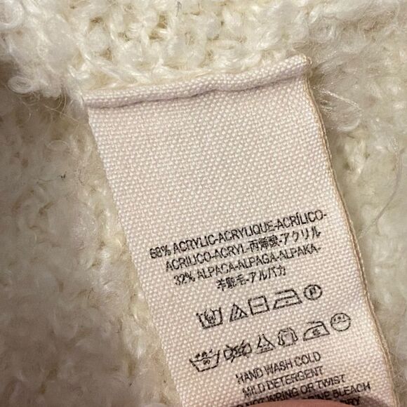 Free People Alpaca Blend Ivory Chunky Oversized Lofty V-Neck Sweater XS - Picture 7 of 7